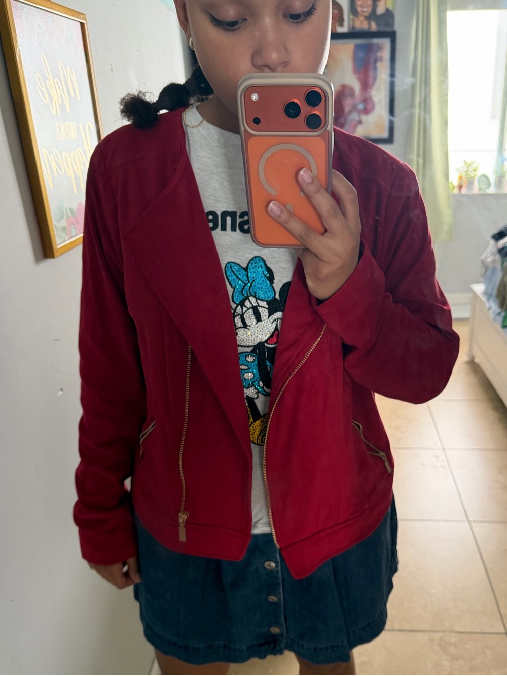 Thalia Sodi Red Zip-Front Bomber Jacket